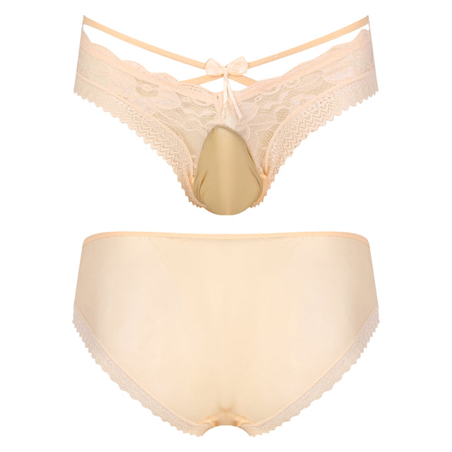 "Dawn" See-Through Lace Trim Mesh Panties — Sissy & Femboy Lingerie