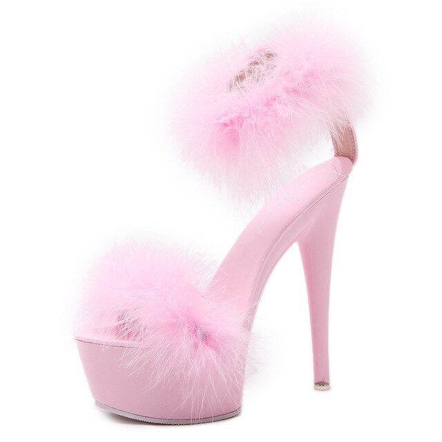 "Sissy Guienevere" Fur Sandals High Heels for Men