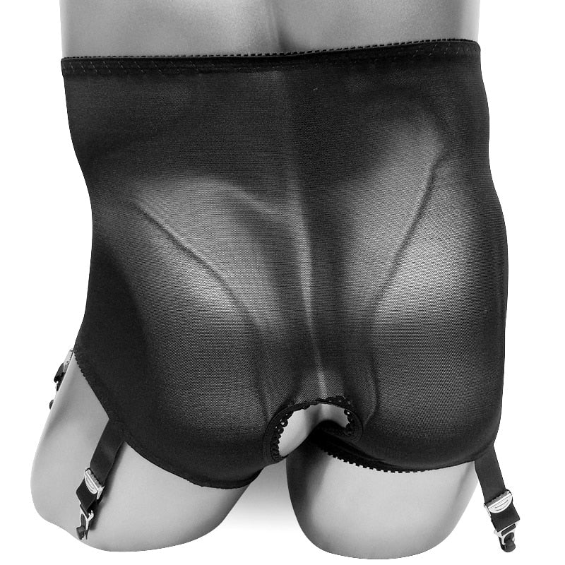 "Sissy Reese" High-Waist Garter Panties | Open-Crotch Mesh & Lace Lingerie