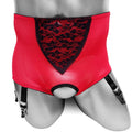 "Sissy Reese" High-Waist Garter Panties | Open-Crotch Mesh & Lace Lingerie