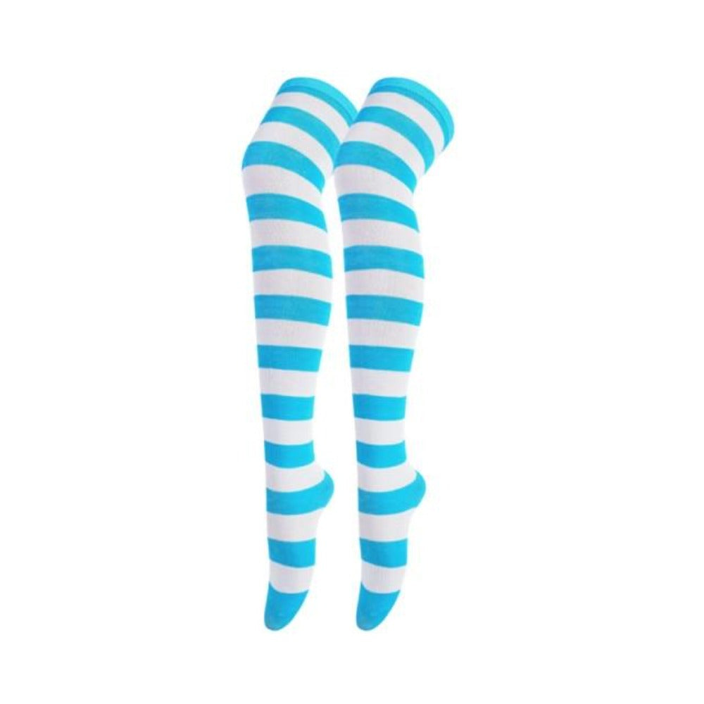 "Sissy Sabrina" Striped Thigh-High Stockings for Crossdressers