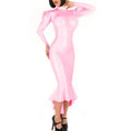 Sissy Adelaide Latex Mermaid Dress | Shiny Long Sleeve High Neck Gown