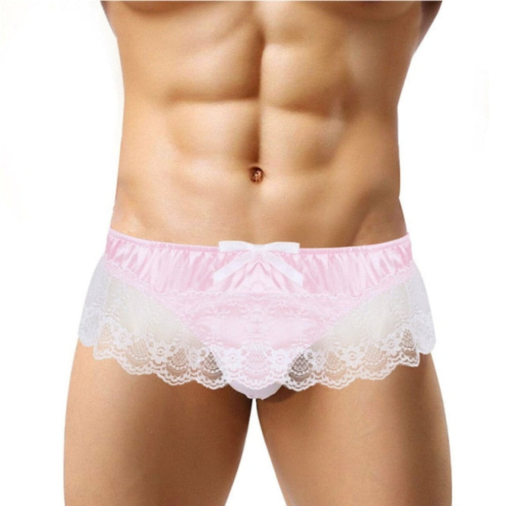 "Sissy Lilly" Lace Briefs | Open Butt Low-Rise G-String Thong | Femboy Lingerie